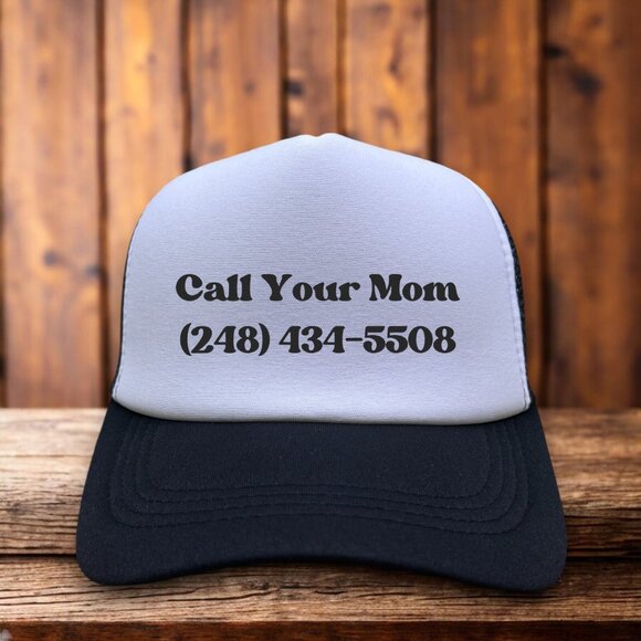 Call Your Mom Mens Trucker Hat Black Rick Astley Rick Roll Prank Baseball Cap - Picture 1 of 4